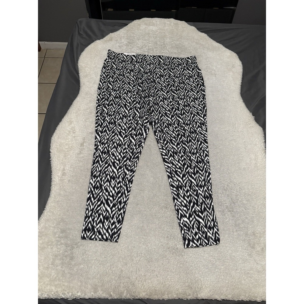 Terra & Sky Nomadic Herringbone Black White High Rise Fitted Leggings 1X 16W 18W